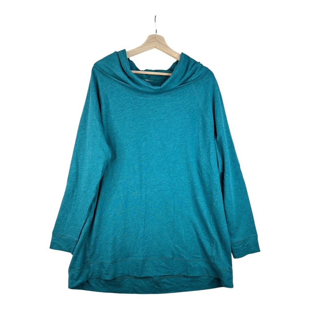 New Natural Reflections Cowl Neck Long Sleeve Tunic size 1X Blue-green